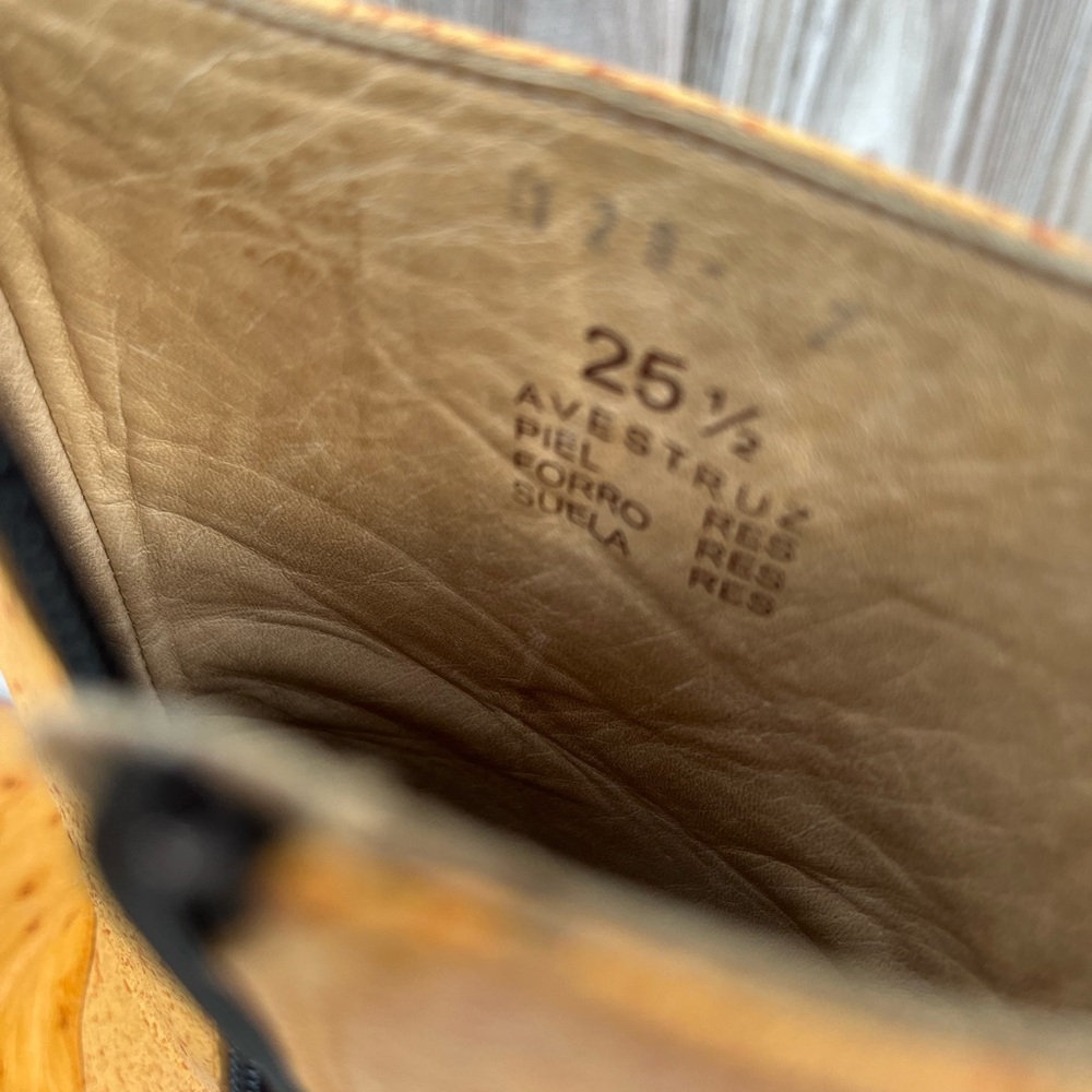 GENUINE OSTRICH- Yellow Pointy toe high heel booties - Picture 7 of 7